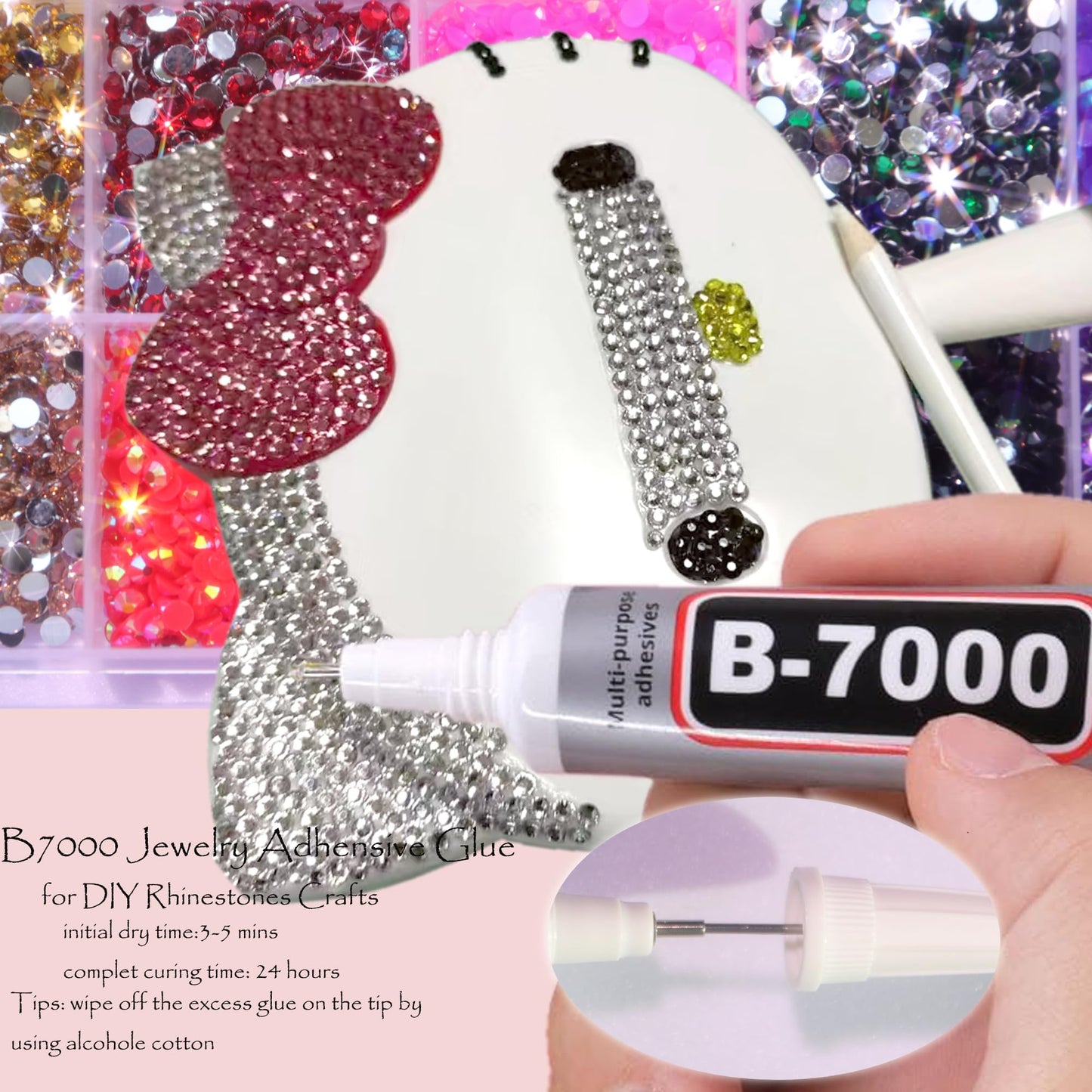 Bedazzle Kit with Rhinestones for Crafting, 28 Colors, 36000 Pieces, 3mm Flat Back Resin Gems, Bling Rhinestone Kits with B7000 Glue, Tweezers and Wax Pen for DIY Diamond Art, Phone, Clothing, Nail
