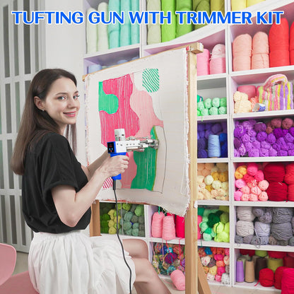 Rug Tufting Gun with Carpet Trimmer Kit，Tufting Gun Starter Kit Professional Tufting Rug Making Machine，2 in 1 Cut Pile Loop Pile Tufting Gun Kits for Beginners and Amateur