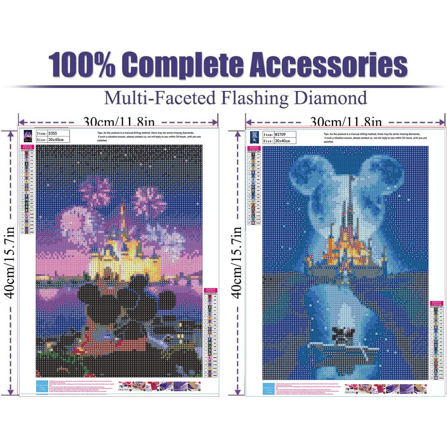 Ecdivjs 2 Pack Diamond Painting Kits Cartoon for Adults,Diamond Art Kits Cartoon for Adults,Cartoon Castle Gem Art Kits for Adults for Gift Home Wall Decor(12x16 inch)