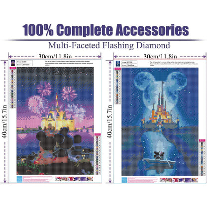 Ecdivjs 2 Pack Diamond Painting Kits Cartoon for Adults,Diamond Art Kits Cartoon for Adults,Cartoon Castle Gem Art Kits for Adults for Gift Home Wall Decor(12x16 inch)