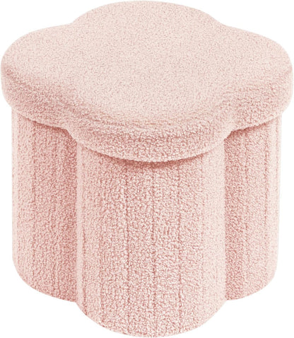 12.6"x12.6"x12.6" PINPLUS Floral Storage Ottoman Cube Boucle Footrest Stool with Lid, Multi-Functional Cube Seat