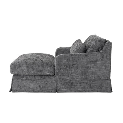 Merax Modern Indoor Chaise Lounge with Pillows, Oversized Chenille Upholstered Sleeper Sofa Bed with Armrests for Living Room, Apartment, Grey