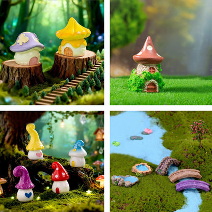 Photour 65 Pcs Fairy Garden Accessories Cute Fairy Garden Kit with Resin Fairy House Mini Bunny Squirrel Owl Mushroom for DIY Micro Landscape Dollhouse Succulent Craft