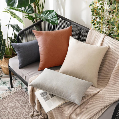 MIULEE Decorative Outdoor Throw Pillow Covers - Waterproof Faux Linen Cushion Cases | 20x12 Inch Rust (Pack of 2)
