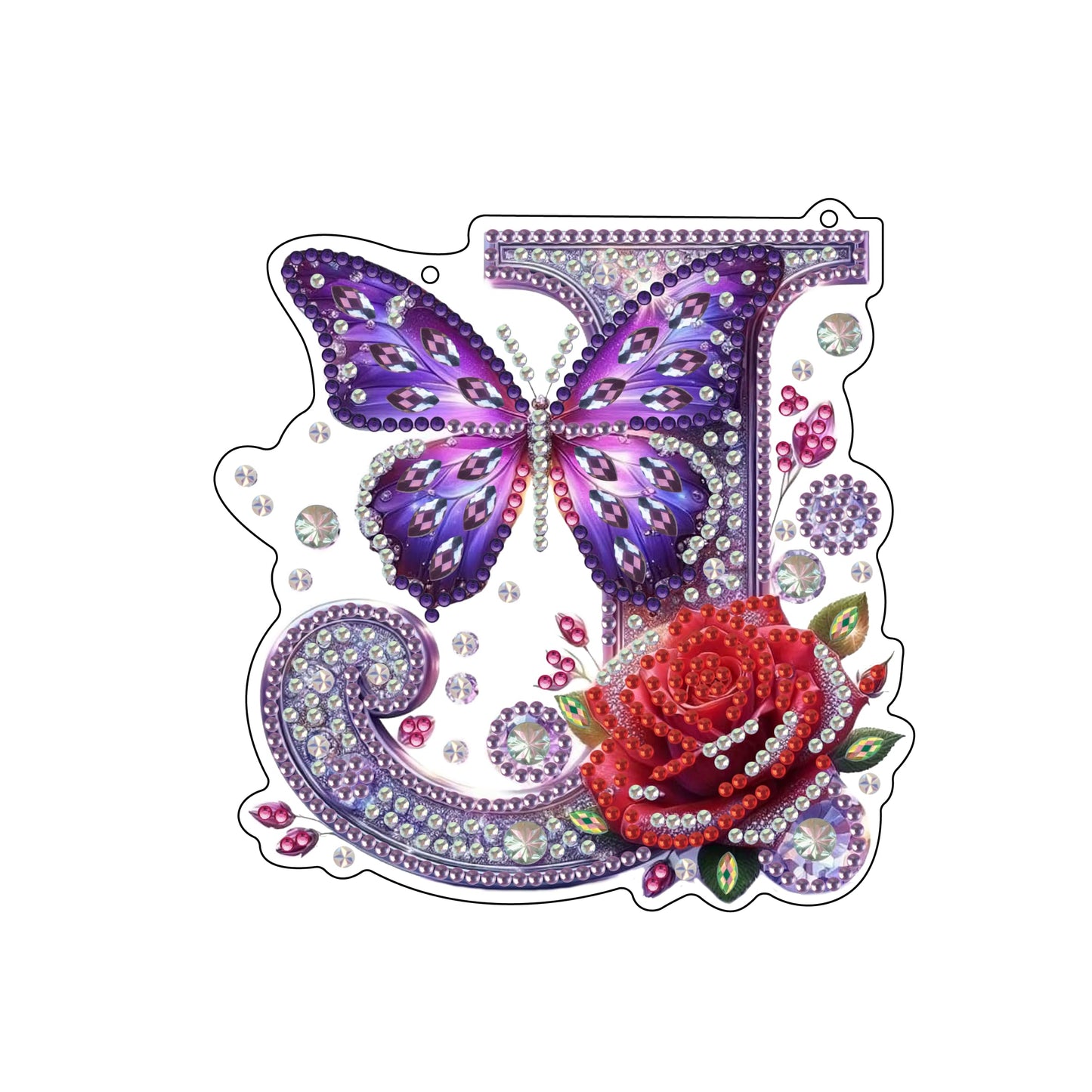 DIY Hanging Diamond Art Kit for Adult – Gem Art Window & Wall Pendant, Acrylic Letter Diamond Painting Ornament for Home & Garden Decoration (J)