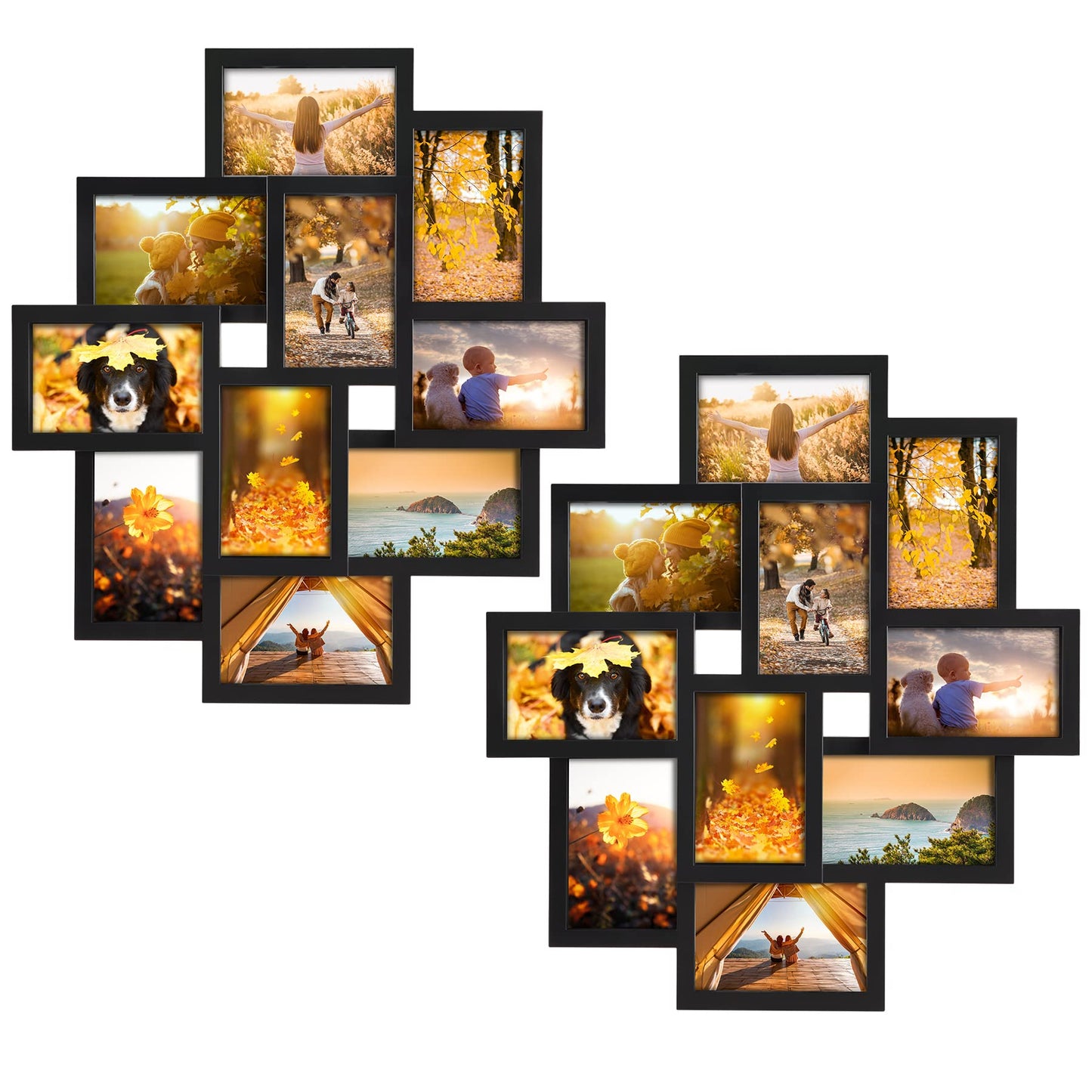 QUTREY 2 Pack 10 Opening 4x6 Collage Picture Frames Set for Wall Decor, Multiple Picture Frames Displays 4 by 6 Inch Photos，Black 4x6 Frames for Family Office Christimas Mother's Day