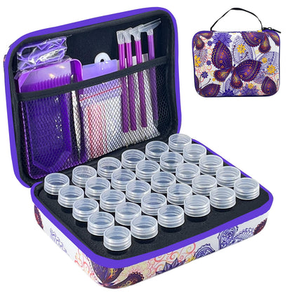 LIRUNQIU Diamond Painting Storage Containers, 30 Slots Diamond Art Accessories and Tools Kits Storage Box(Purple)