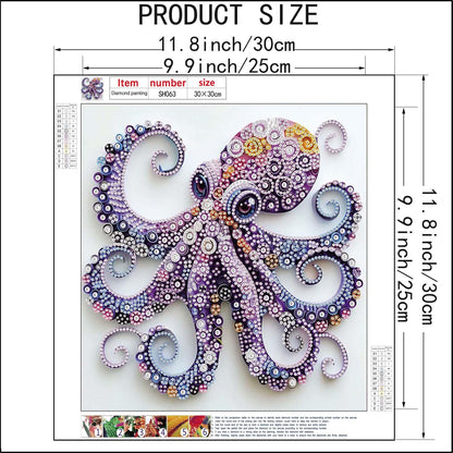 SHICERNHJ 5D Diamond Painting Kits for Beginners,Animal Special Shape Diamond Art Kits for Purple Octopus DIY Crystal Rhinestones Paint By Diamonds and Crafts for Adults Home Wall Decor 12 X 12inch