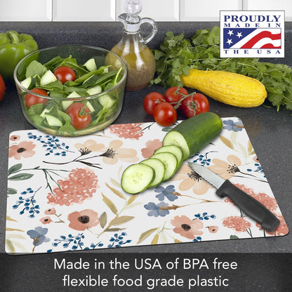 Cut N' Funnel Meadow Designer Flexible Cutting Board Mat, 15"x11.5", Made in the USA