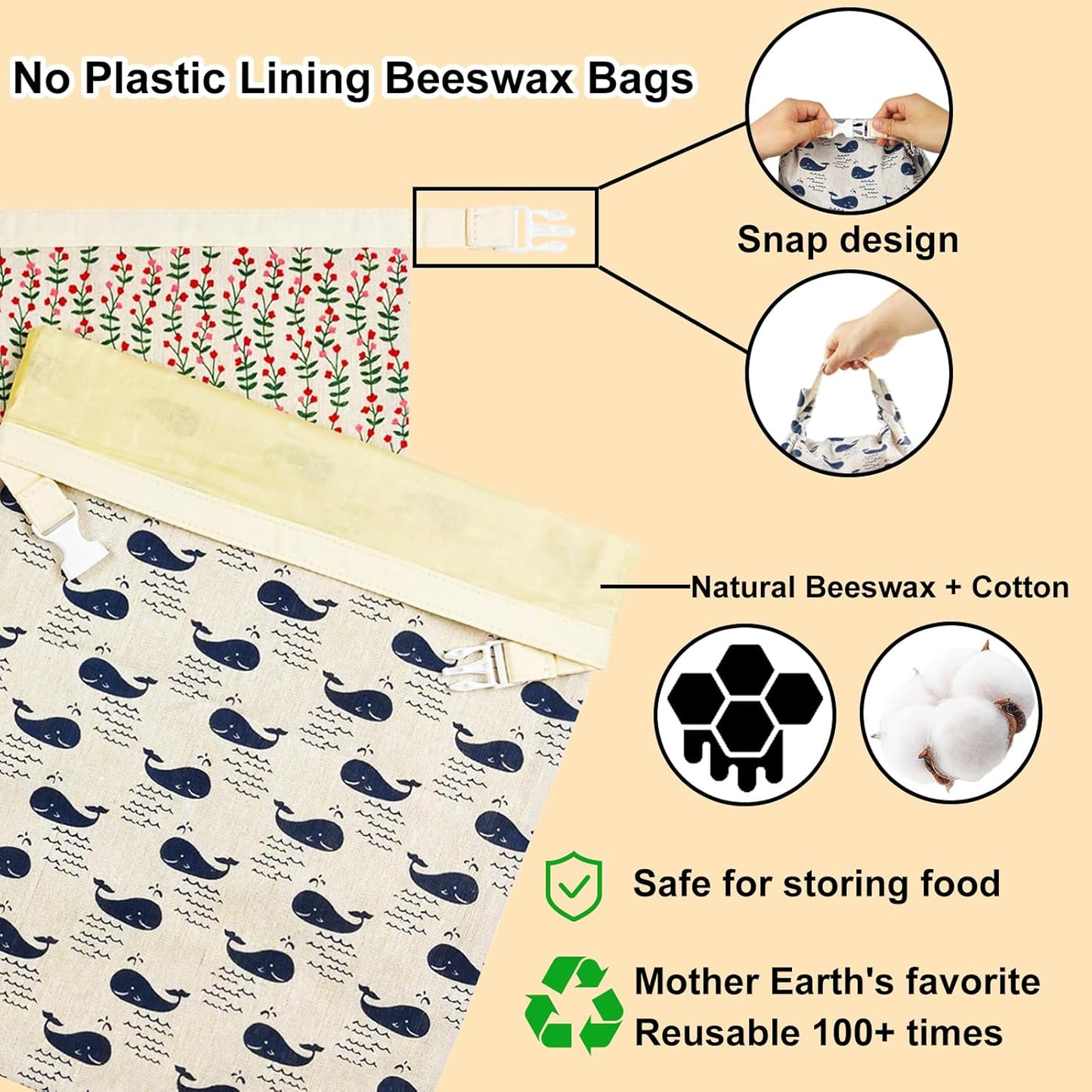 13x17in (2 Pack) Reusable Beeswax Bread Bags for Homemade Sourdough: XL Eco-Friendly Plastic-free Food Storage |