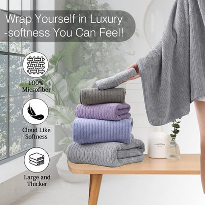 Hailea 18 Piece Family Bath Towel Set Include 6 Bath Towels,6 Hand Towels and 6 Washcloths Soft Bathroom Towel with Hanging Loops,Highly Absorbent Quick Dry Towels Set for Bathroom,Hotel and Spa-Grey