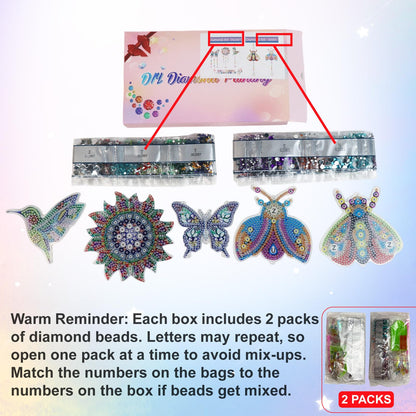 5Pcs Diamond art Kits for Kids/Adults, Crafts for Kids Ages 8-12, DIY Diamond Painting art Wind Chimes Crystal Window Suncatcher Craft, Birthday Gifts for 7 8 9 10 11 Year Old Girls, Home Garden Decor