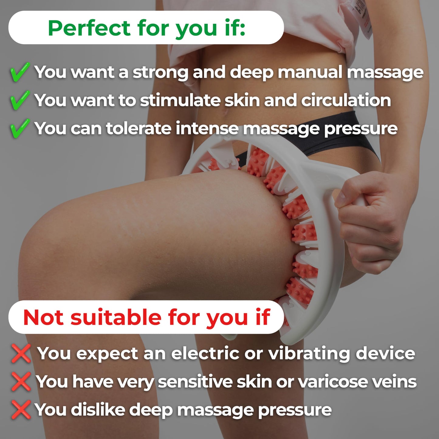 TESMED Cellulite Manual Massager : Made in Italy, Patented with Converging & Diverging Roller Technology. Anti Cellulite Roller for Thighs and Buttock