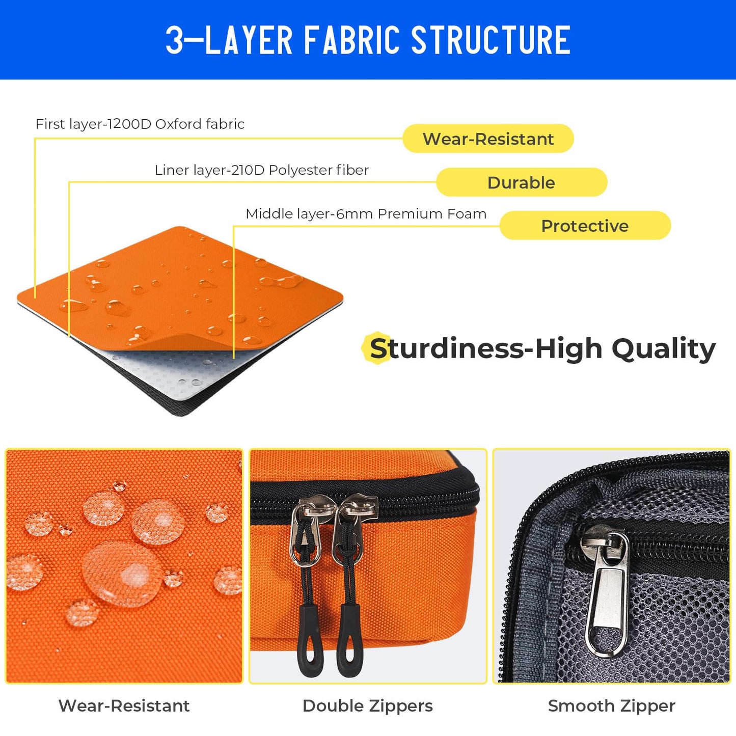 ECHSRT Big Pencil Case, Aesthetic Portable Zipper Pencil Bag with Hidden Pocket, Special Pouch for Men Women Adults, Stationery Organizer Pen Cases for Office Travel, Orange