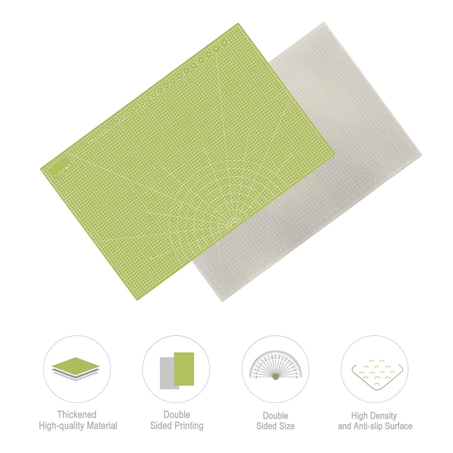 24" x 36" Self Healing Cutting Mat: Double Sided Sewing Cutting Mat Craft Supplies A1 Size for Quilting, Crafts Arts, and Fabric Grey & Green Design (Grey & Green)
