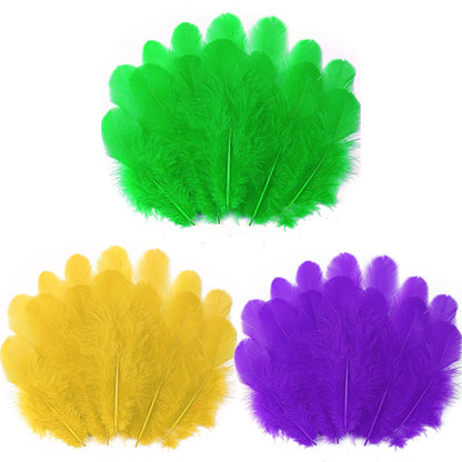 Soarer 900pcs Green Gold Purple Feathers - 3-5inch Feathers Bulk for Mardi Gras Party, Dream Catcher Supplies and DIY Crafts