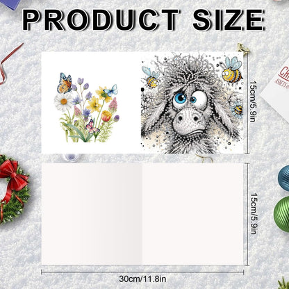JZHYOAN 6Pcs DIY Animal Diamond Painting Cards Birthday Greeting Cards for Holidays Celebrations Diamond Art Card with Envelopes Crystal Arts Craft Gem Art Gem Painting Mosaic Kit for Adults