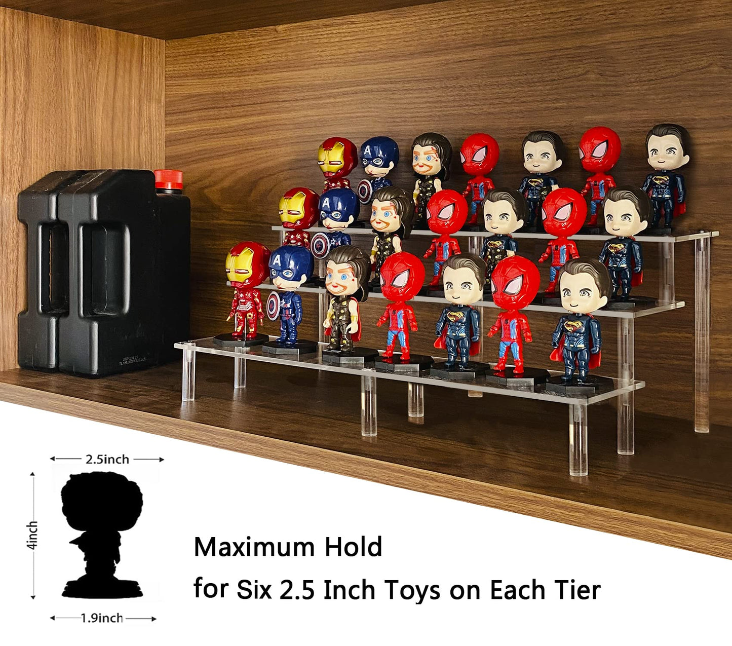 AZEAM 15 3/4 Inch Acrylic Riser Display Shelf,3 Tier Display Riser for Figures Display Stand Large Risers for Display Cupcake Perfume Organizer Cologne Makeup Collection Countertop Desktop Tabletop