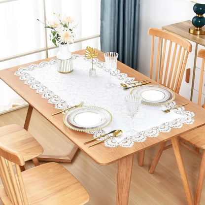 24 48 Inch Wolkemer Small Rectangle Tablecloth Elegant White Lace Jacquard Side Coffee Table Tablecloth Dining Table