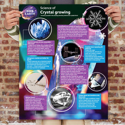 BBC Earth Science of Crystal Growing, Grow 3 Dazzling Crystals, Includes Display Case, Powdered Paints, Learning Guide, Crystal Growing Kit, STEM Toys, Kids Science Kit, STEM Kits for Kids Age 12-14