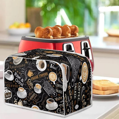 AFPANQZ Coffee Print Kitchen Toaster Covers Universal 2 Slice Bread Toaster Cover Protection