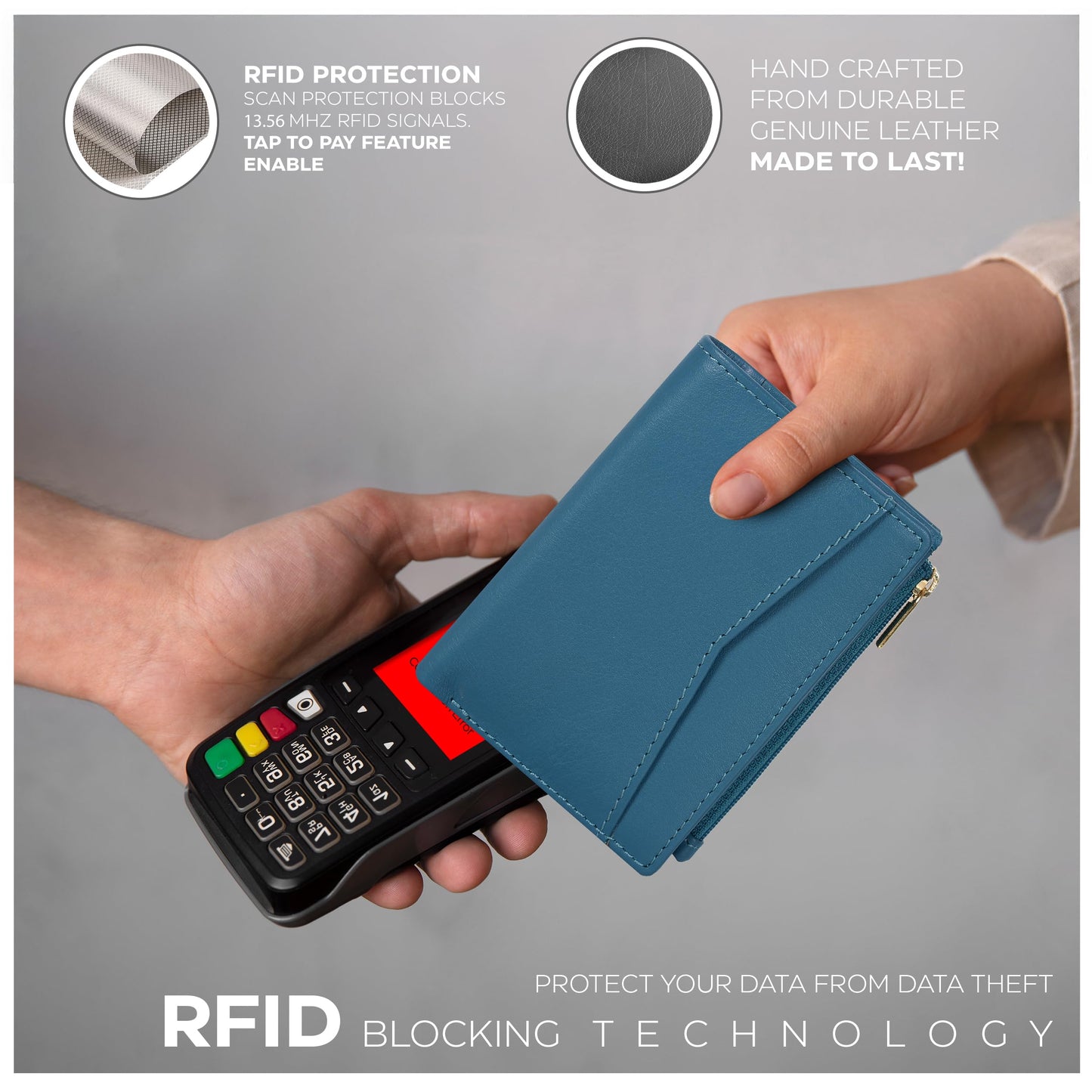 Oak Leathers Leather Wallet For Women - Small RFID Coin Purse Credit Card & ID Holder for Ladies, Gift for Women's, Bifold Wallets (Nappa Ottanio)