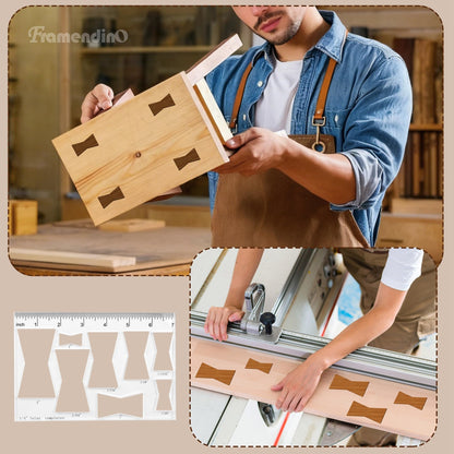Framendino, Bowtie Acrylic Router Template for Woodworking 8 in 1 Bow Templates Jig Kit 1/4'' Thick (7x4.65 in)