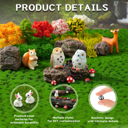 FCKLVMC 43 Pcs Mini Fairy Garden Accessories Outdoor Kit, Fairy House Accessories Including Resin Animals, Miniature Figurines Micro Landscape Ornaments, Fairy Garden Starter Kit for DIY Dollhouse