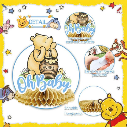 9Pcs Winnie Centerpieces for Baby Shower Decorations Boys Table Centerpieces for Birthday Decorations