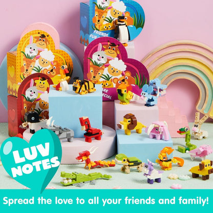 JOYIN 24 Packs Valentines Animal Building Blocks with Hearts Party Favors for Kids Valentine Classroom Prize, Classroom Gift Exchange School Rewards