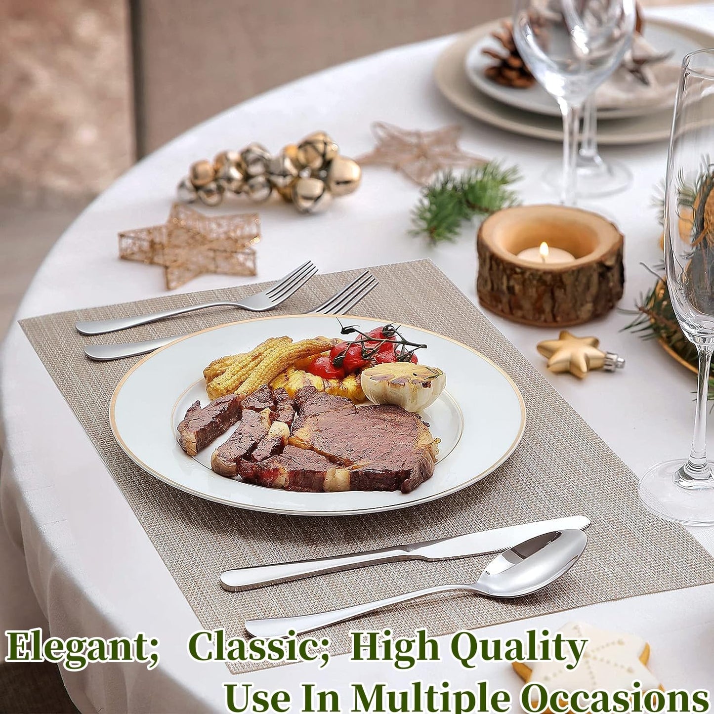 49-Piece Stainless Steel Silverware Set with Cutlery Organizer, Service for 8 with Steak Knives and Kitchen Utensils