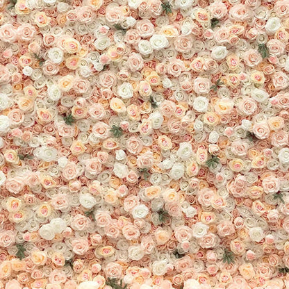UYCVT Handmade Champagne Roses Wall Large Artificial Flower Wall Backdrop Panels, Rose Wedding Backdrop 5D Floral Wall Fabric Flower Wall for Party Baby Shower Bridal Wedding B-1m*1m/3.28 * 3.28FT