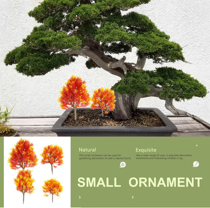 SUPVOX Mini Maple Tree Plant, Artificial Maple Tree Plastic Model, Miniature Figurine, 4pcs for Fairy Garden