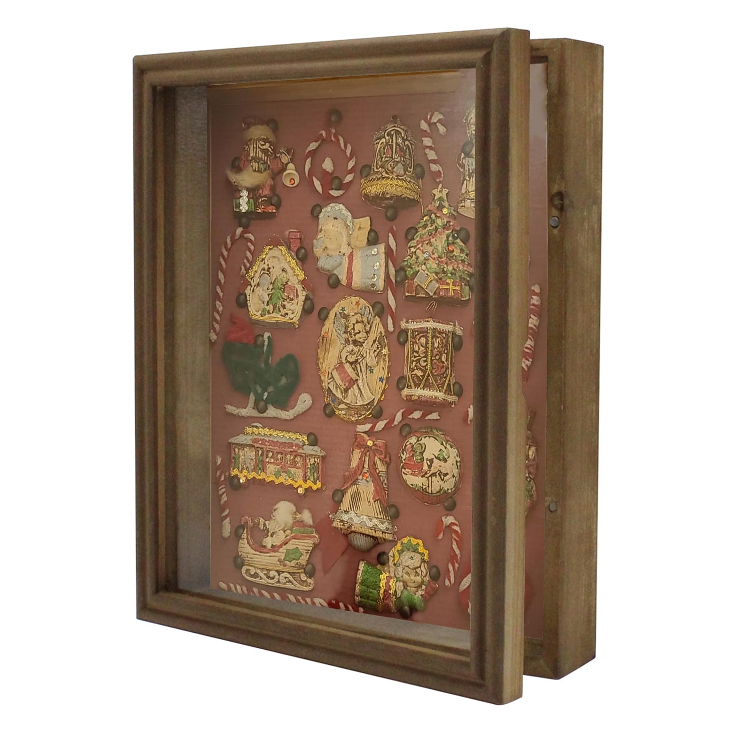 ZNCO Shadow Box Frame, Solid Wood Display Cases Memory Box with Linen Back for Keepsakes, Photos, Medals. 11 x 14 Inch, Distressed Brown