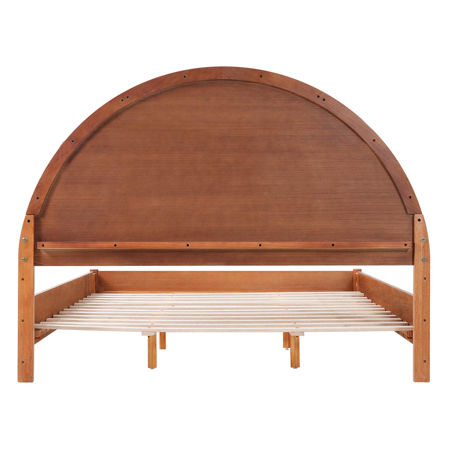 Christopher Knight Home Elsinore Queen Size Bed Frame with Arched Headboard, Modern Wooden Platform Bed, Wood Bed Support and Slats, No Box Spring Needed, Queen Size Beds for Adult, Light Brown