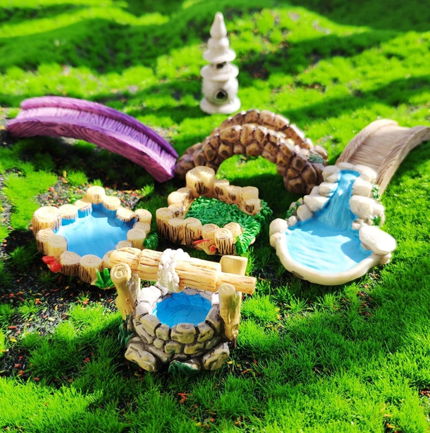 Woodpile Meadow Miniature Fairy Garden Accessories, Lawn Garden Ornament Figurines for DIY Kit