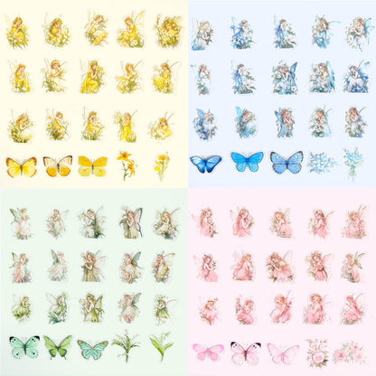 Ychsring Angel Fairy Stickers Set - 160 Pcs Clear PET Fairy Stickers for Scrapbook, Journal, Junk Journal, Collage - Waterproof Transparent for Resin, Craft & Scrapbook Supplies
