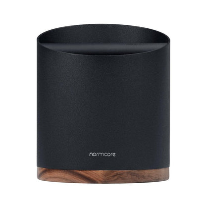 Normcore Espresso Knock Box - 1.8L Capacity, Holds 40–45 Pucks - Heavy-Duty Stainless Steel Coffee Grounds Bin with Removable Knock Bar and Walnut Non-Slip Base, Black