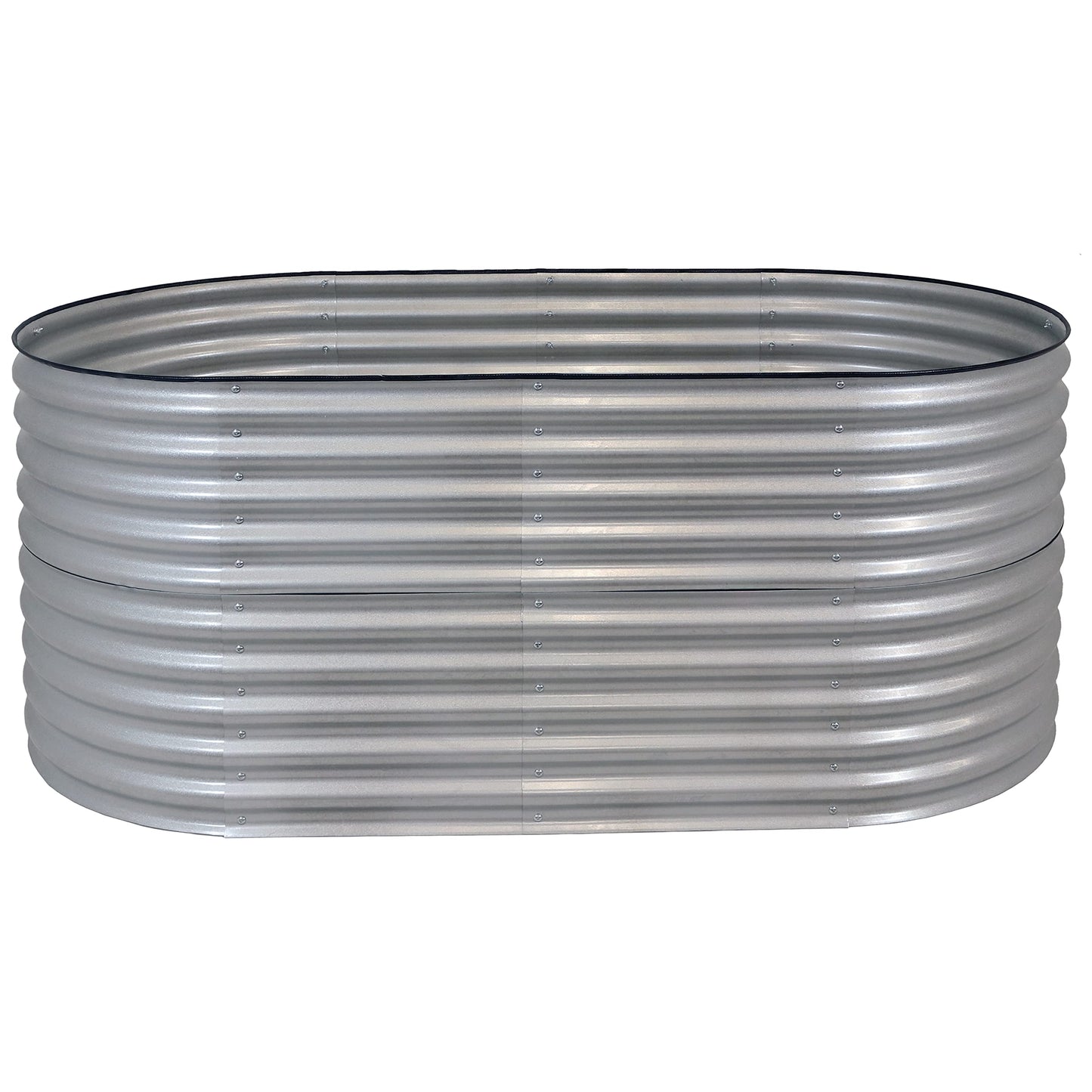 Sunnydaze 79-Inch Oval Raised Garden Bed - Stackable Steel Vegetable Flower Bed Planter Kit with Rubber Edge Trim - Silver