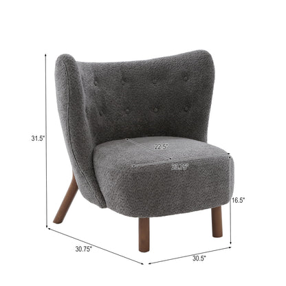 Christopher Knight Home Aurora Boucle Upholstered Wingback Accent Chair, Solid Wood Living Room Slipper Chair, Bedroom Comfy Reading Chair, Dark Grey