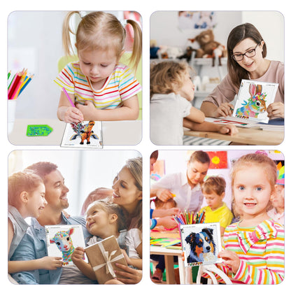 lesaonsy Animal Diamond Painting Kit for Kids, 4-Pack Set Diamond Art Kits for Boys & Girls, Gem Art DIY Craft -Dog, Lamb, Bunny, Giraffe