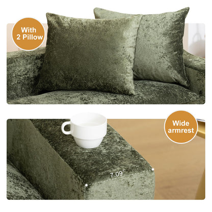 61" Convertible Sofa Bed Loveseat, Memory Foam Boneless Floor Couch with Removable Plush Velvet Cover, Tri-folding Compact Full-size Sleeper for Small Living Room, Playroom, Guest Room, RV (Emerald)