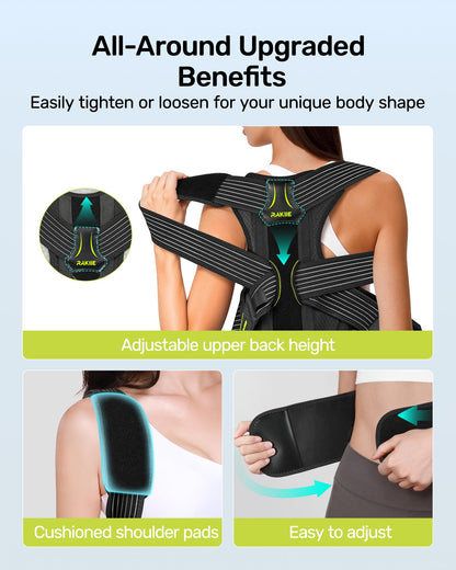 Posture Corrector for Women and Men, Upgraded Back Brace with Enhanced Support, Shoulder Straightener with Cushioned Shoulder Pads & Underarm Pain Relief Strap, Size S (Upper Waist: 29.5"-35.4")