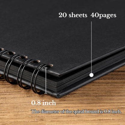 potricher 10 x 10 Inch DIY Scrapbook Album 40 Pages Hardcover Kraft Paper Scrap Book Photo Albums Memory Book for Wedding and Anniversary Family (Black, 10 Inch)