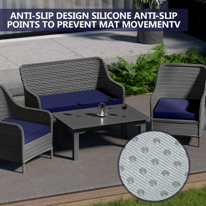 Outdoor Patio Seat Cushions by [Brand Name] - Weather & Fade Resistant 3-Pack for 4-Seater Rattan Sofa