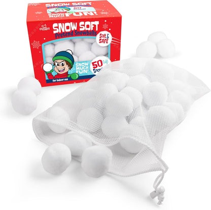 Narwhal Novelties 50 Pack Fun Fake Snowballs - 2-Inch Artificial Snowballs for Indoor/Outdoor Play | Perfect for Winter Games & Decorations
