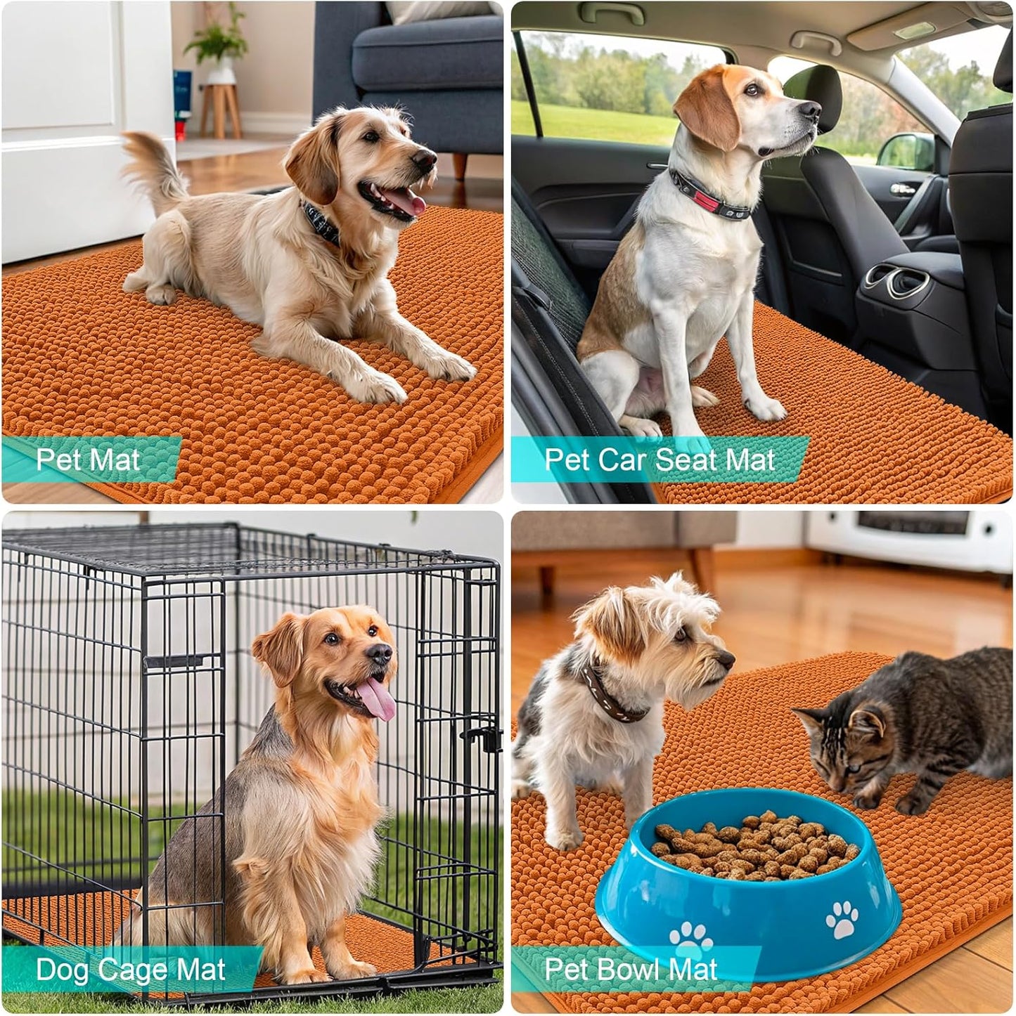 OLANLY Dog Door Mat - Absorbent Non-Slip Chenille Mat for Muddy Paws | 70x24 Inches, Quick Dry Clay Color