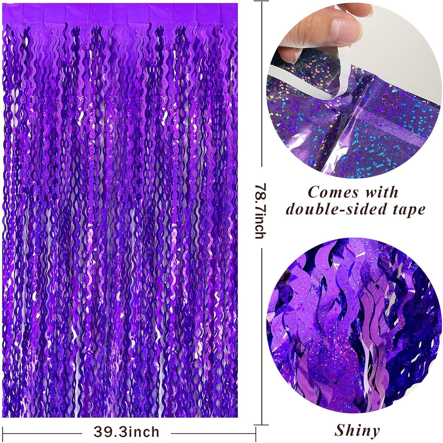 Skiennix Tinsel Foil Fringe Curtains - Sparkling Wavy Backdrop for Party Decorations | Photo Booth Props