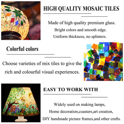 Csdtylh 1100 Pcs Mosaic Tiles, Glass Mosaic Tiles for Crafts Bulk, Stained Mosaic Glass Pieces, Mosaic Supplies for Home Decoration, Art Crafts, DIY Projects, Transparent (Mixed Shape)