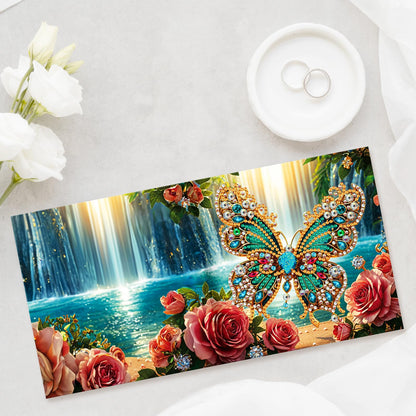 pigpigboss 6 Packs Butterfly Diamond Painting Greeting Cards, Flower Butterfly Diamond Art Birthday Card Kit, Sunrise Landscape Diamond Dots Greeting Cards Arts Crafts for Adult Holiday Blessing